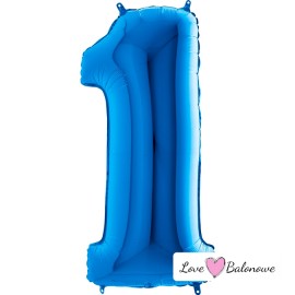 Balon cyferka 66cm/26" JEDEN 1 jedynka niebieski