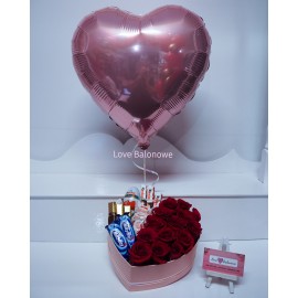 Flowerbox sweet love ze słodyczami i balonem
