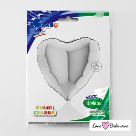 Balon Foliowy Serce Srebrny - Silver 18"/46cm