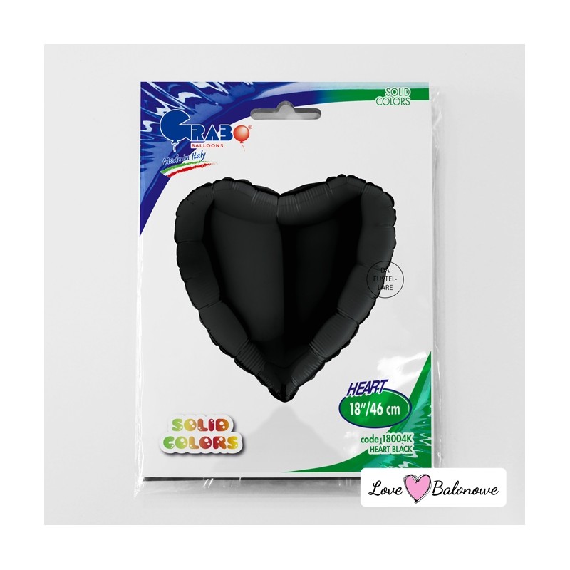Balon Foliowy Serce Czarny - Black 18"/46cm