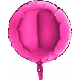 Balon Foliowy Kółko Ciemny Różowy - Magneta 18"/46cm opakowanie