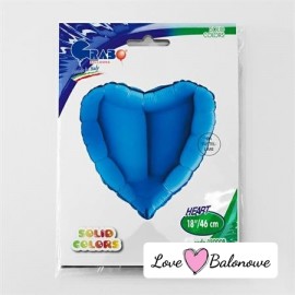 Balon Foliowy Serce Niebieskie - Granatowe - Blue 18"/46cm opakowanie