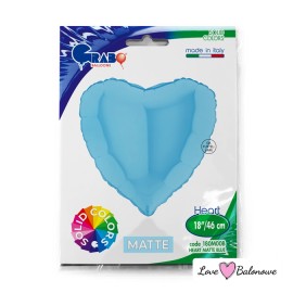 Balon Foliowy Serce Jasny Niebieski - Błękitny - Blue Matte 18"/46cm