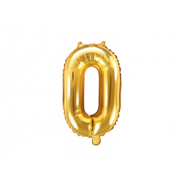 Balon foliowy Cyfra "0", 35cm, złoty