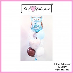 Balon 14"/30cm Baby Pink w białe grochy - Jasno różowy w białe kropki