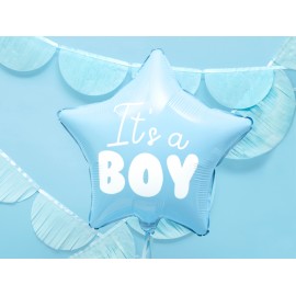 Balon foliowy Gwiazdka 18"/46cm - It's a boy jasny niebieski