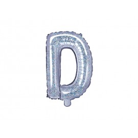 Balon foliowy Litera "D", 35cm, holograficzny