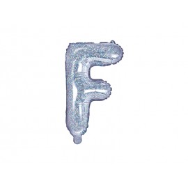 Balon foliowy Litera "F", 35cm, holograficzny
