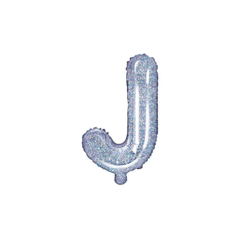 Balon foliowy Litera "J", 35cm, holograficzny