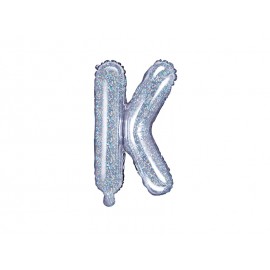 Balon foliowy Litera "K", 35cm, holograficzny