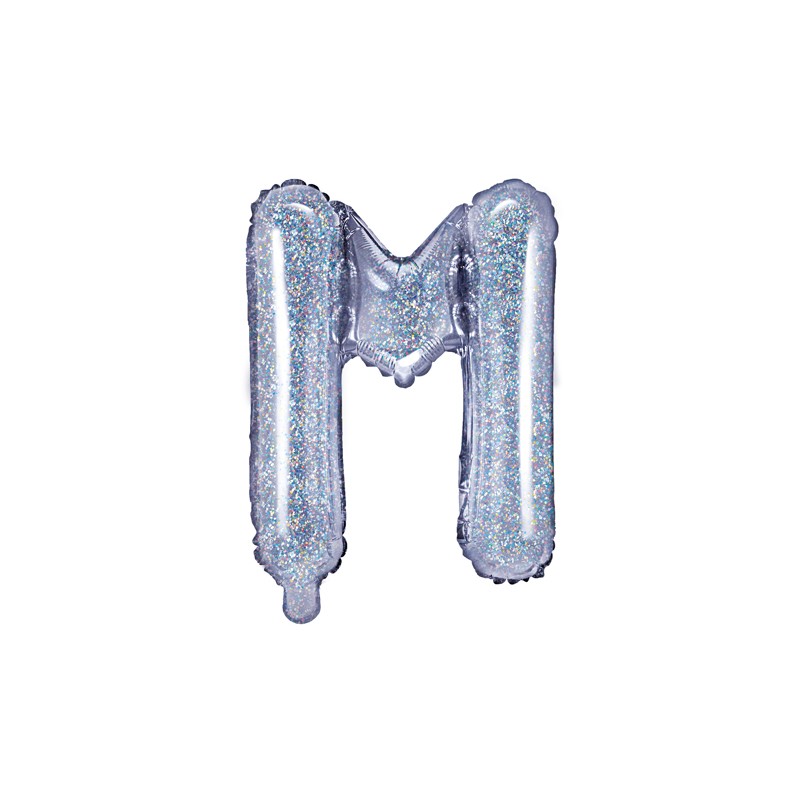 Balon foliowy Litera "M", 35cm, holograficzny