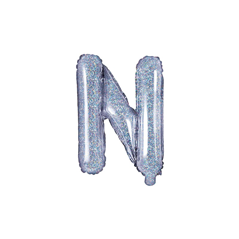 Balon foliowy Litera "N", 35cm, holograficzny