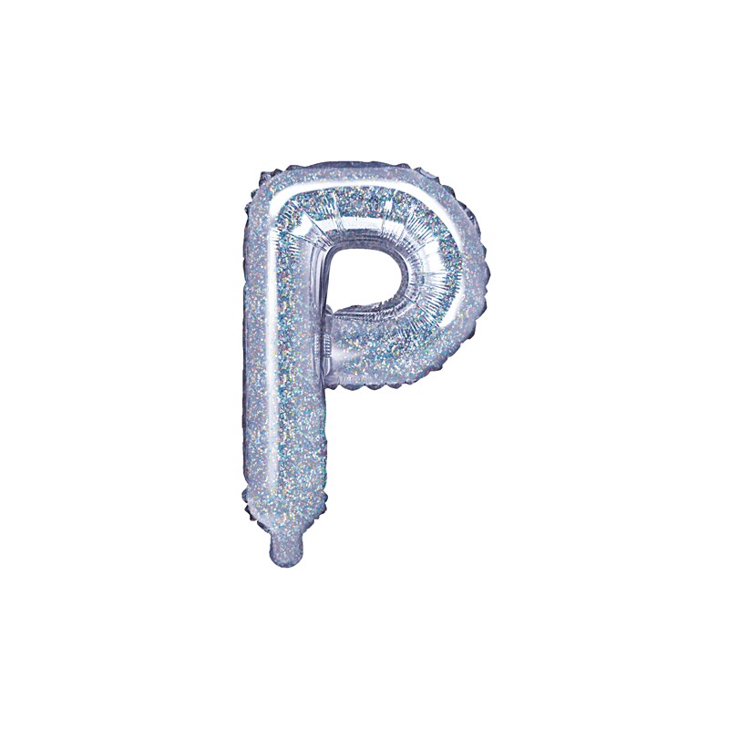 Balon foliowy Litera "P", 35cm, holograficzny