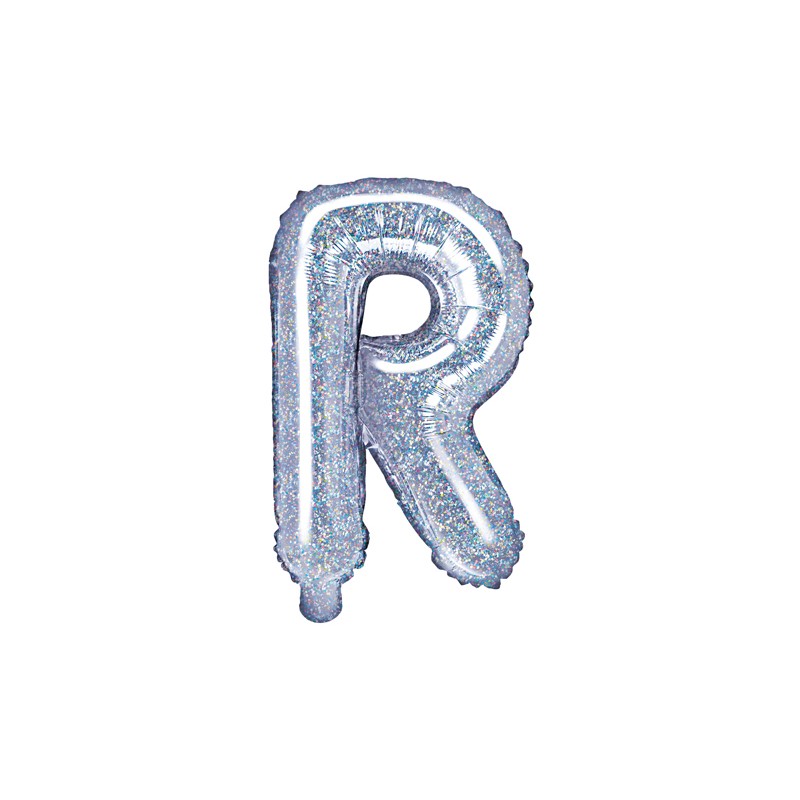 Balon foliowy Litera "R", 35cm, holograficzny