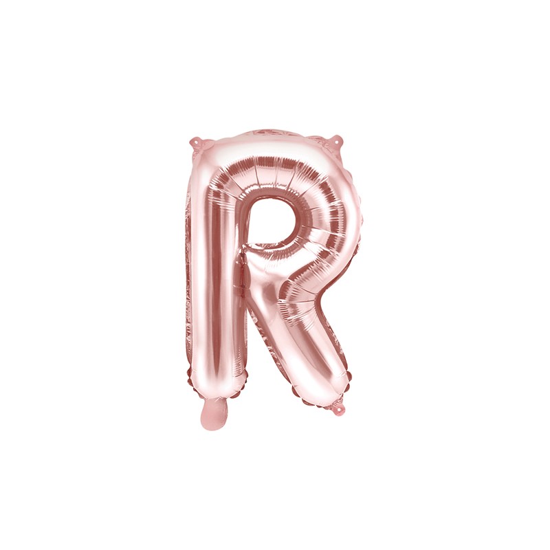 Balon foliowy Litera "R", 35cm, różowe złoto