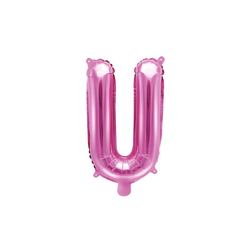 Balon foliowy Litera "U", 35cm, ciemny różowy