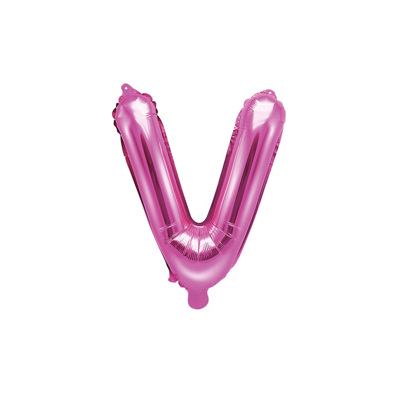 Balon foliowy Litera "V", 35cm, ciemny różowy