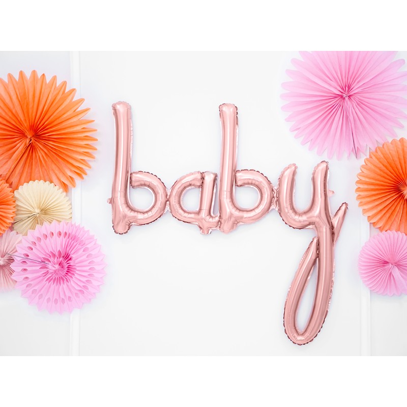 Balon foliowy Baby, różowe złoto, 73,5x75,5cm