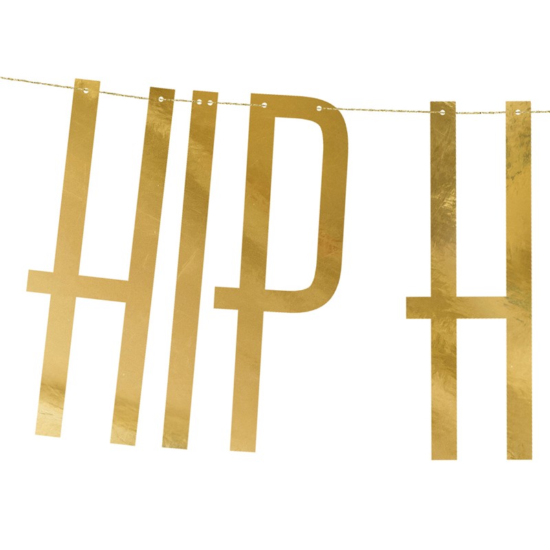 Banner Hip Hip Hooray,gold,15x120cm