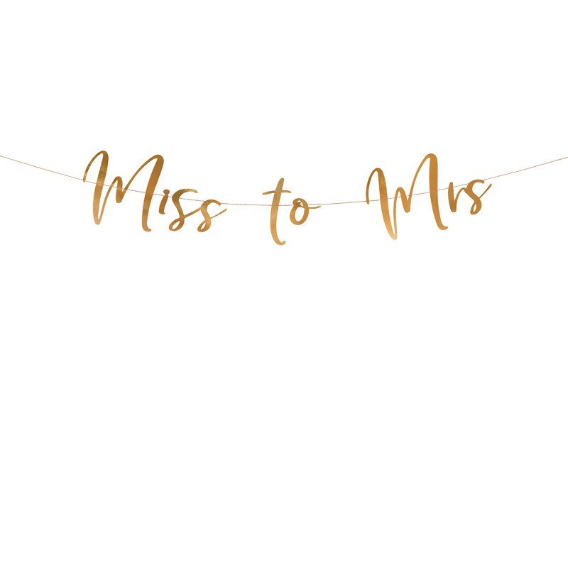 Baner Miss to Mrs, różowe złoto, 18x76cm