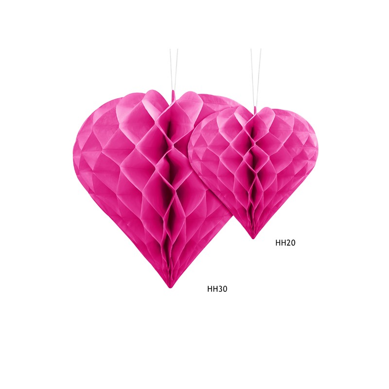 Serce bibułowe, ciemny różowy, 20cm