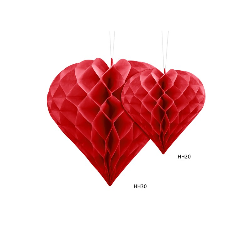 Serce bibułowe, czerwony, 20cm