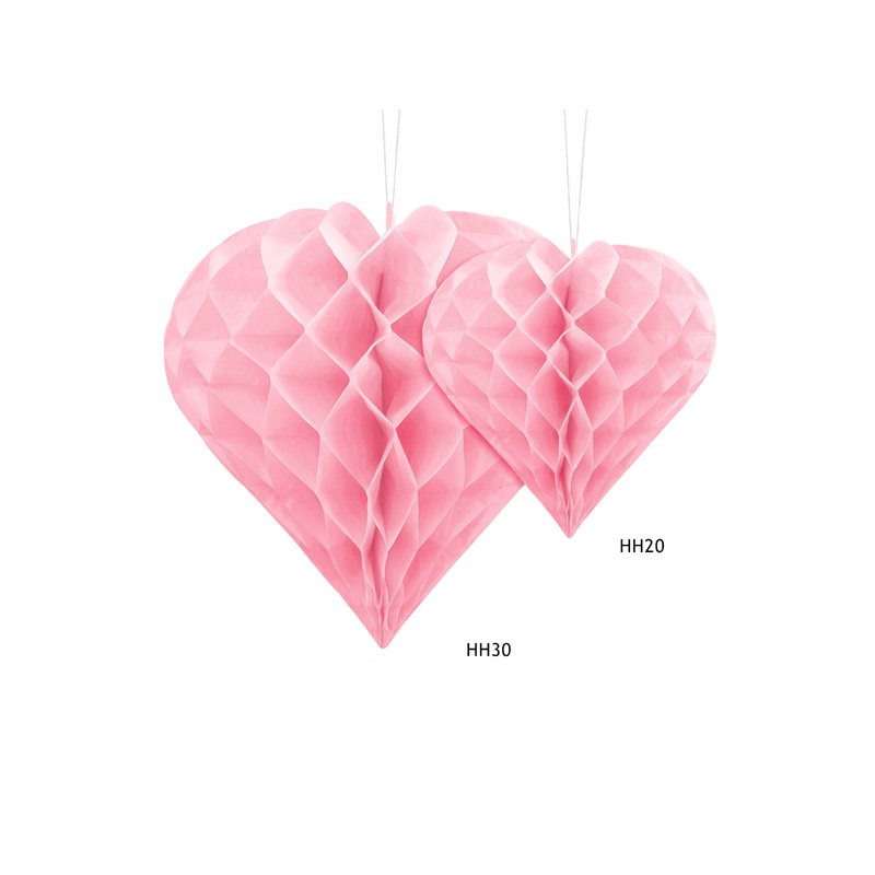 Serce bibułowe, jasny różowy, 30cm