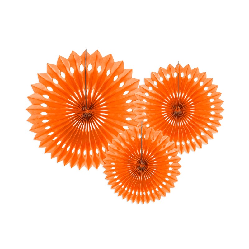 Rozety dekoracyjne, pomarańczowy, 20-30cm (1 op. / 3 szt.)