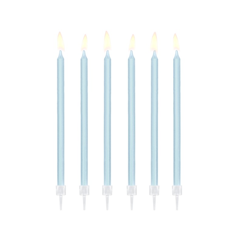 Świeczki urodzinowe gładkie, jasny niebieski, 14cm (1 op. / 12 szt.)