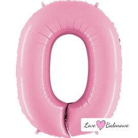 Balon cyferka 102cm/40" ZERO 0 Pastel Pink Pudrowy róż