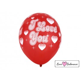 Balon 14"/30cm czerwony z nadrukiem "I love you''