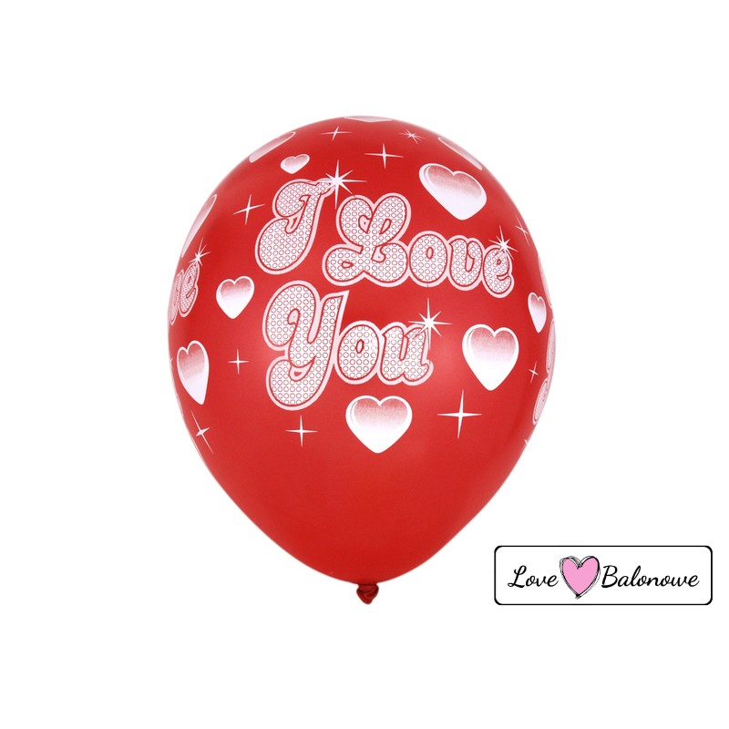 Balon 14"/30cm czerwony z nadrukiem "I love you''